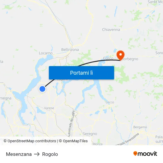 Mesenzana to Rogolo map