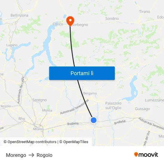 Morengo to Rogolo map