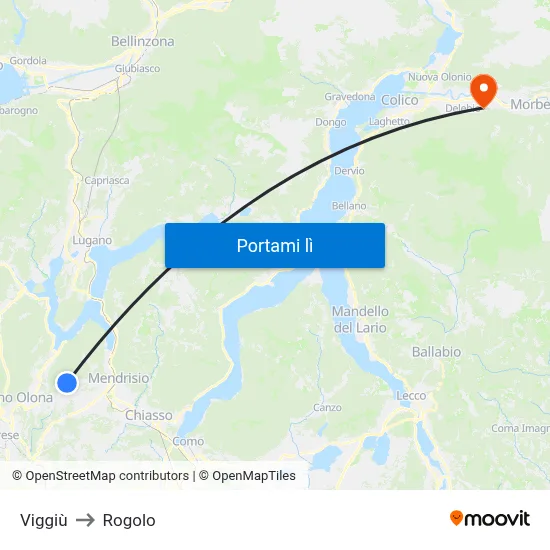 Viggiù to Rogolo map