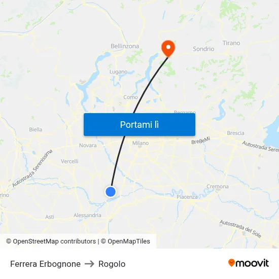 Ferrera Erbognone to Rogolo map