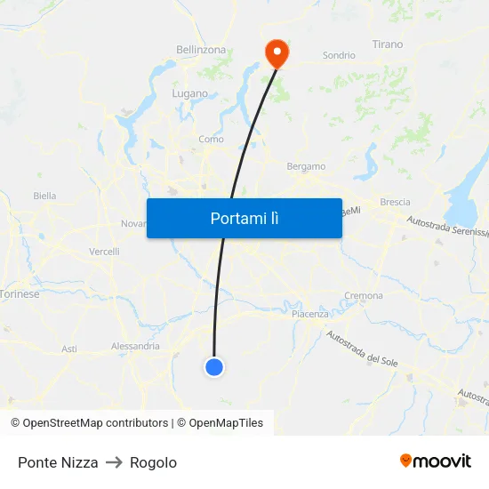 Ponte Nizza to Rogolo map