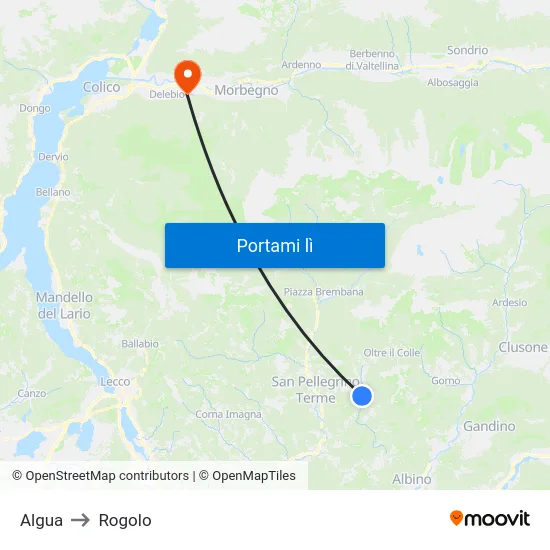 Algua to Rogolo map