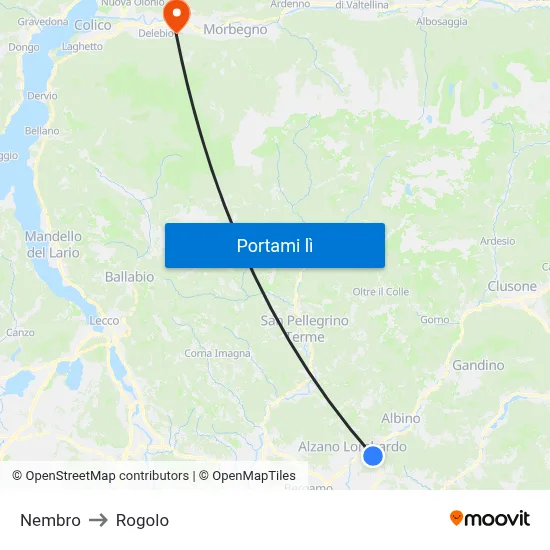 Nembro to Rogolo map