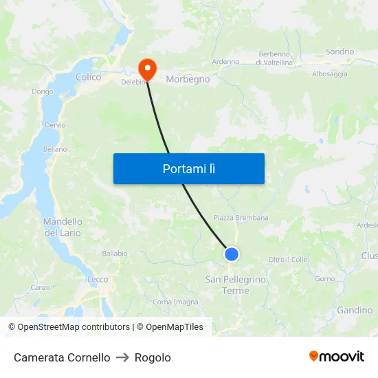 Camerata Cornello to Rogolo map