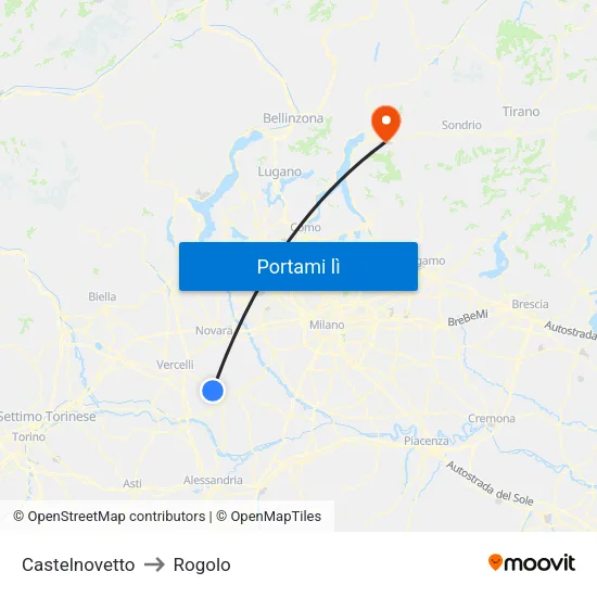 Castelnovetto to Rogolo map