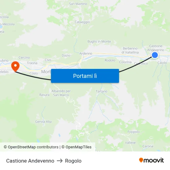 Castione Andevenno to Rogolo map