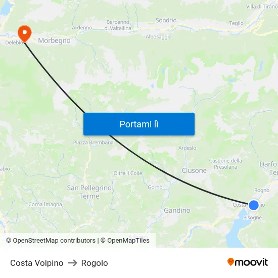 Costa Volpino to Rogolo map