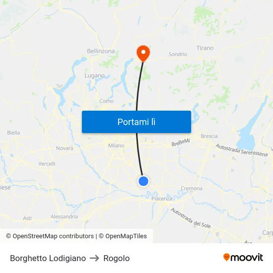 Borghetto Lodigiano to Rogolo map