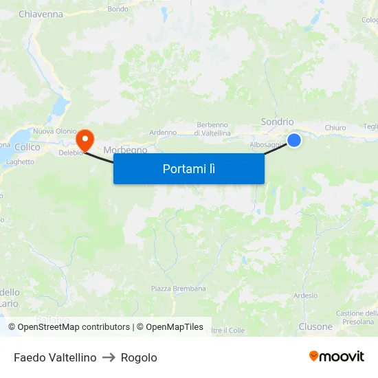 Faedo Valtellino to Rogolo map