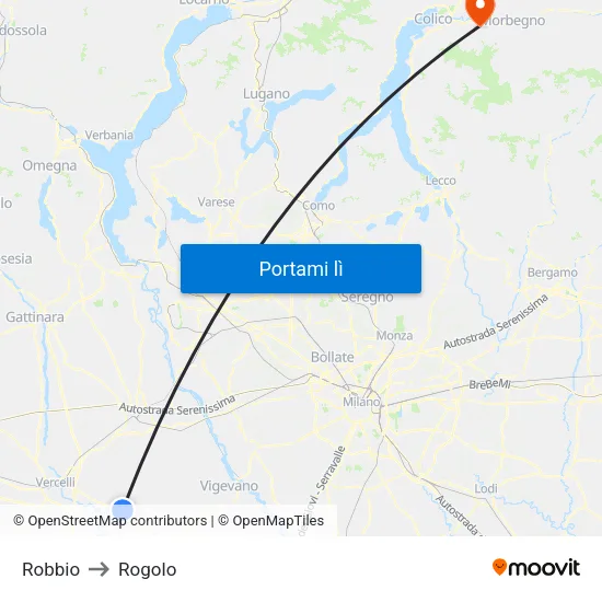Robbio to Rogolo map