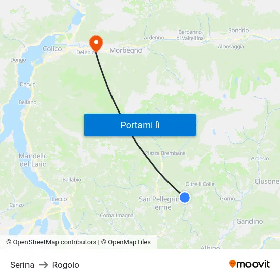 Serina to Rogolo map