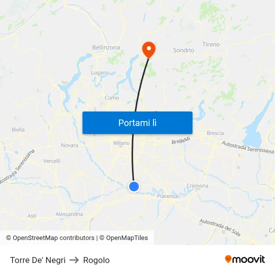Torre De' Negri to Rogolo map