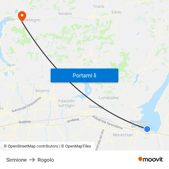 Sirmione to Rogolo map