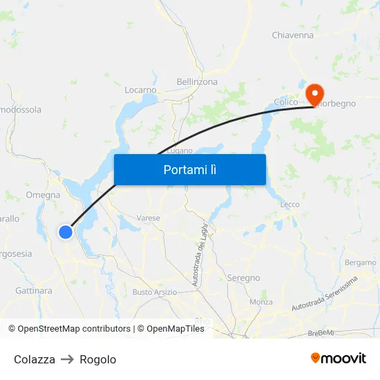 Colazza to Rogolo map