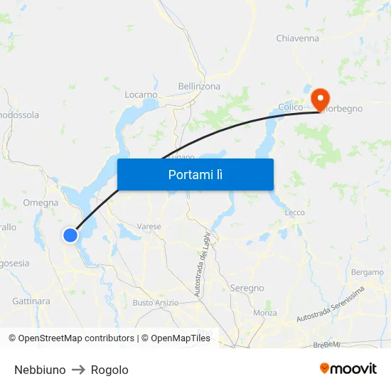 Nebbiuno to Rogolo map