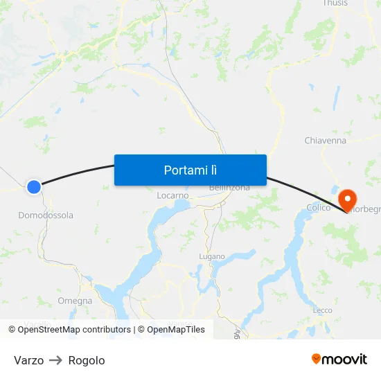 Varzo to Rogolo map