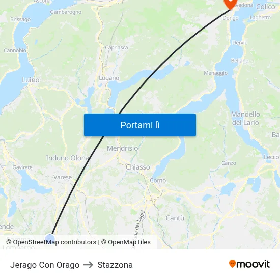 Jerago Con Orago to Stazzona map