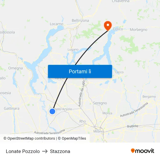 Lonate Pozzolo to Stazzona map