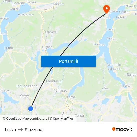 Lozza to Stazzona map