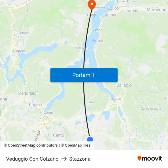 Veduggio Con Colzano to Stazzona map