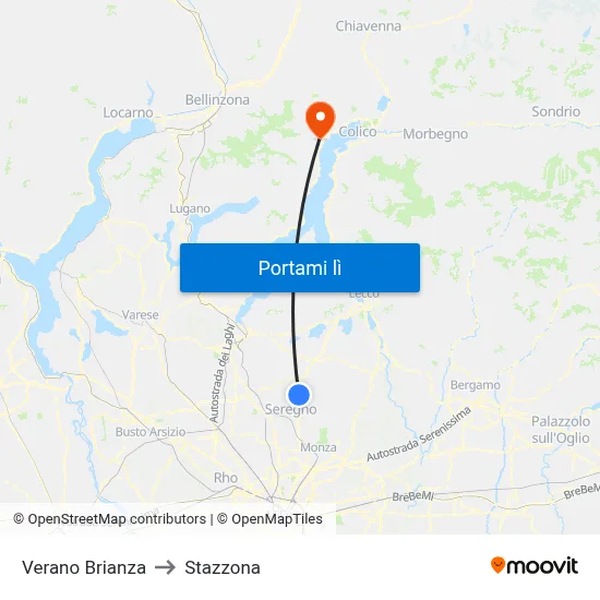 Verano Brianza to Stazzona map