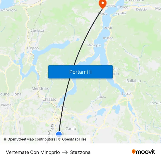 Vertemate Con Minoprio to Stazzona map