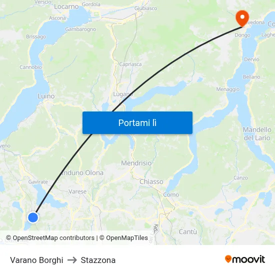 Varano Borghi to Stazzona map