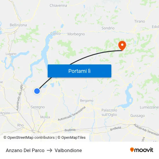 Anzano Del Parco to Valbondione map