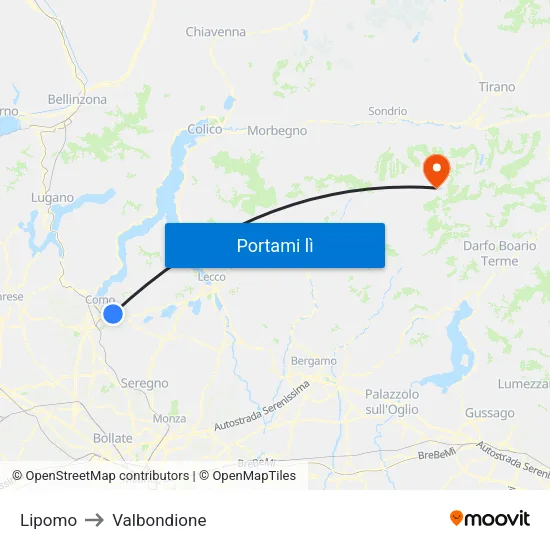 Lipomo to Valbondione map