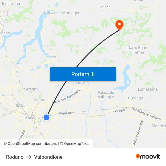 Rodano to Valbondione map