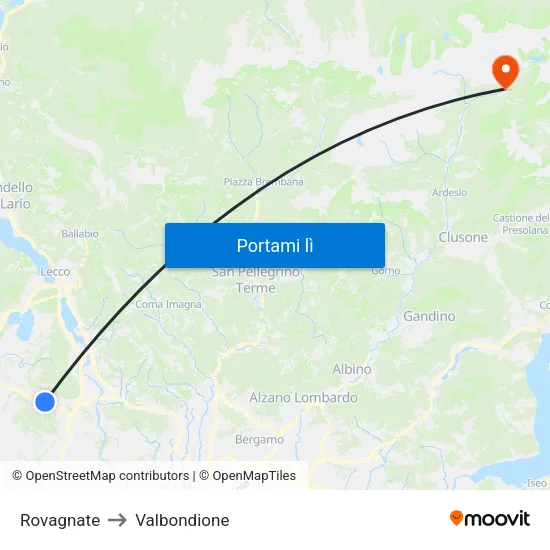 Rovagnate to Valbondione map