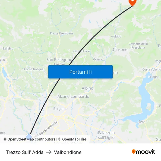 Trezzo Sull' Adda to Valbondione map