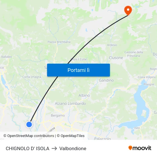 CHIGNOLO D' ISOLA to Valbondione map