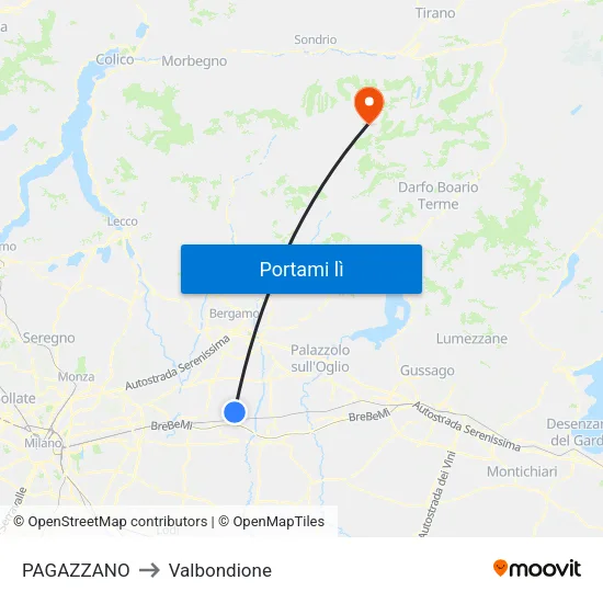 PAGAZZANO to Valbondione map