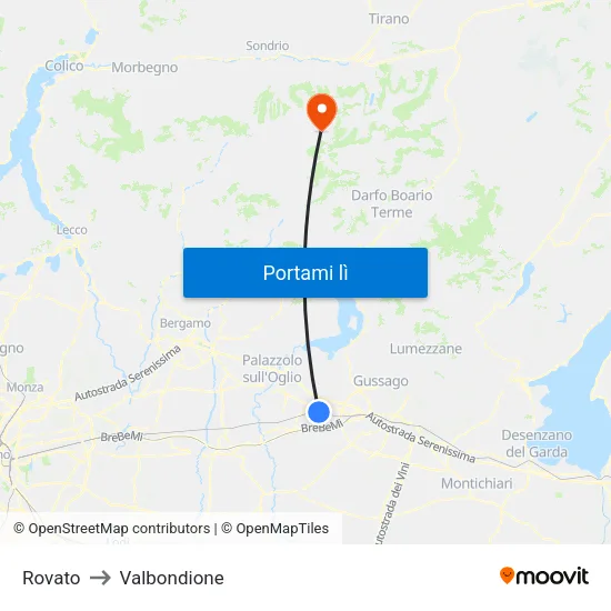 Rovato to Valbondione map
