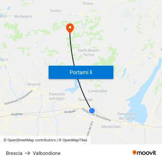 Brescia to Valbondione map