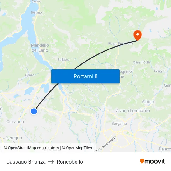 Cassago Brianza to Roncobello map