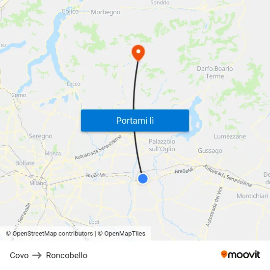 Covo to Roncobello map