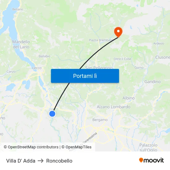 Villa D' Adda to Roncobello map