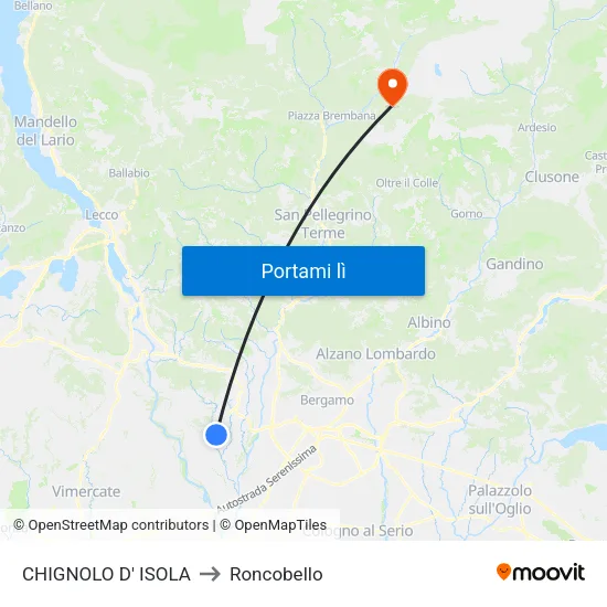 CHIGNOLO D' ISOLA to Roncobello map