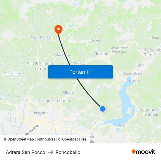 Adrara San Rocco to Roncobello map