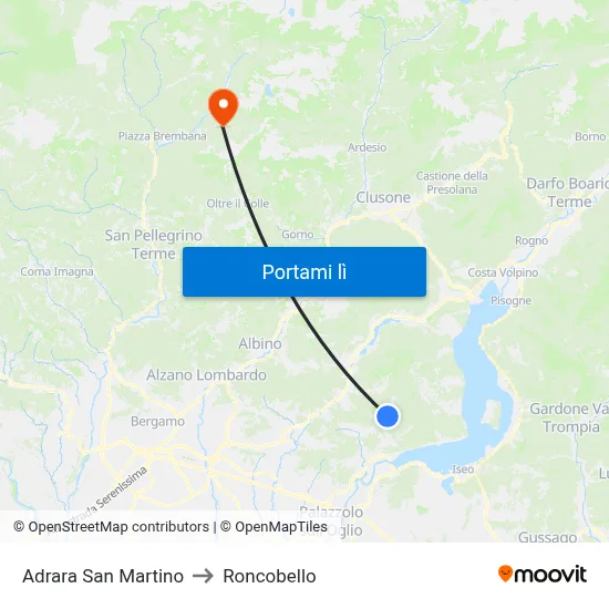 Adrara San Martino to Roncobello map