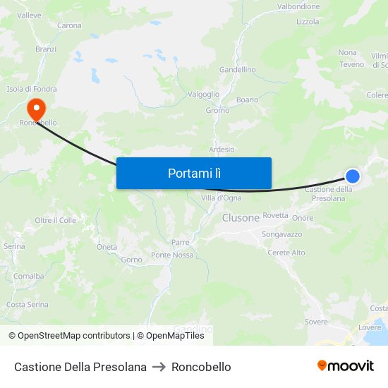 Castione Della Presolana to Roncobello map