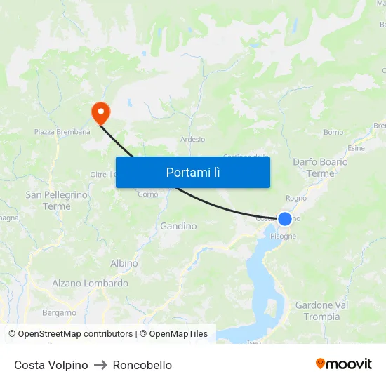 Costa Volpino to Roncobello map