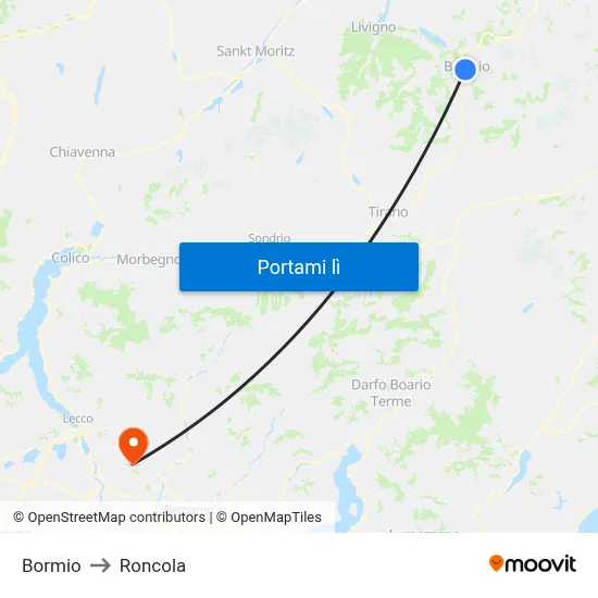 Bormio to Roncola map