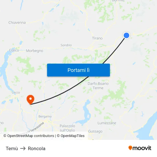 Temù to Roncola map