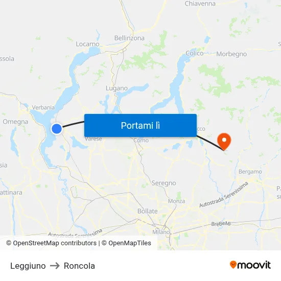 Leggiuno to Roncola map