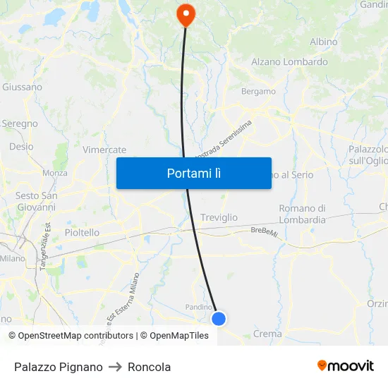 Palazzo Pignano to Roncola map