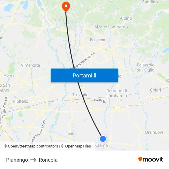 Pianengo to Roncola map