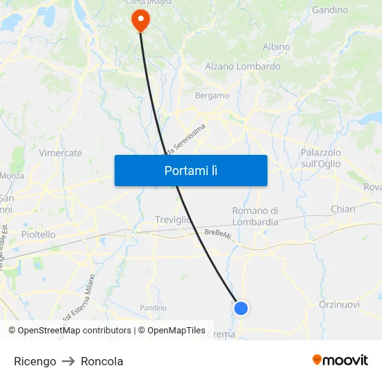 Ricengo to Roncola map